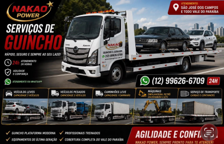 Nakao Guincho 24 horas auto socorro reboque de veículos Centro, S Dimas, jd Satélite, zona sul, Santana, zona norte, Novo Horizonte, zona leste, Indústrias, Urbanova, zona oeste São José dos Campos.